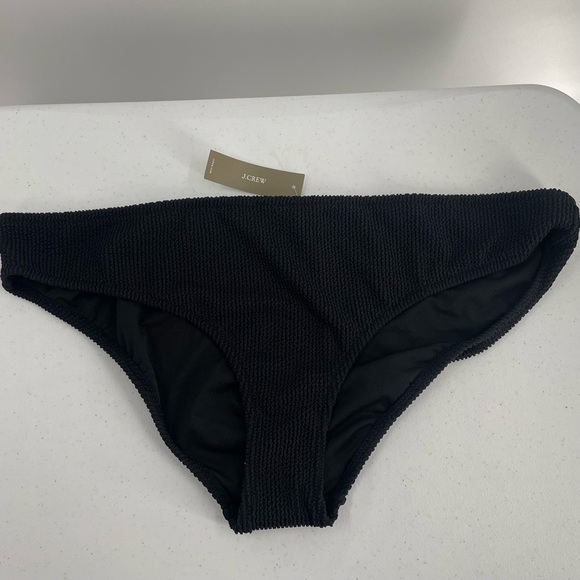 NWT J. Crew Black Textured Hipster Full Coverage Bikini Swim Bottom Pool Beach - Picture 2 of 11